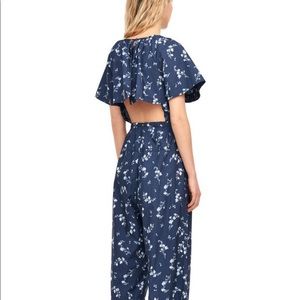Rebecca Taylor Francine Floral poplin jumpsuit in navy size 0